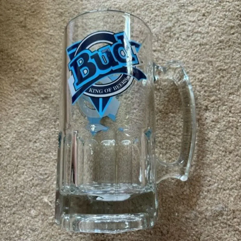 Bud King Of Beers Budweiser Heavy Glass Beer Mug